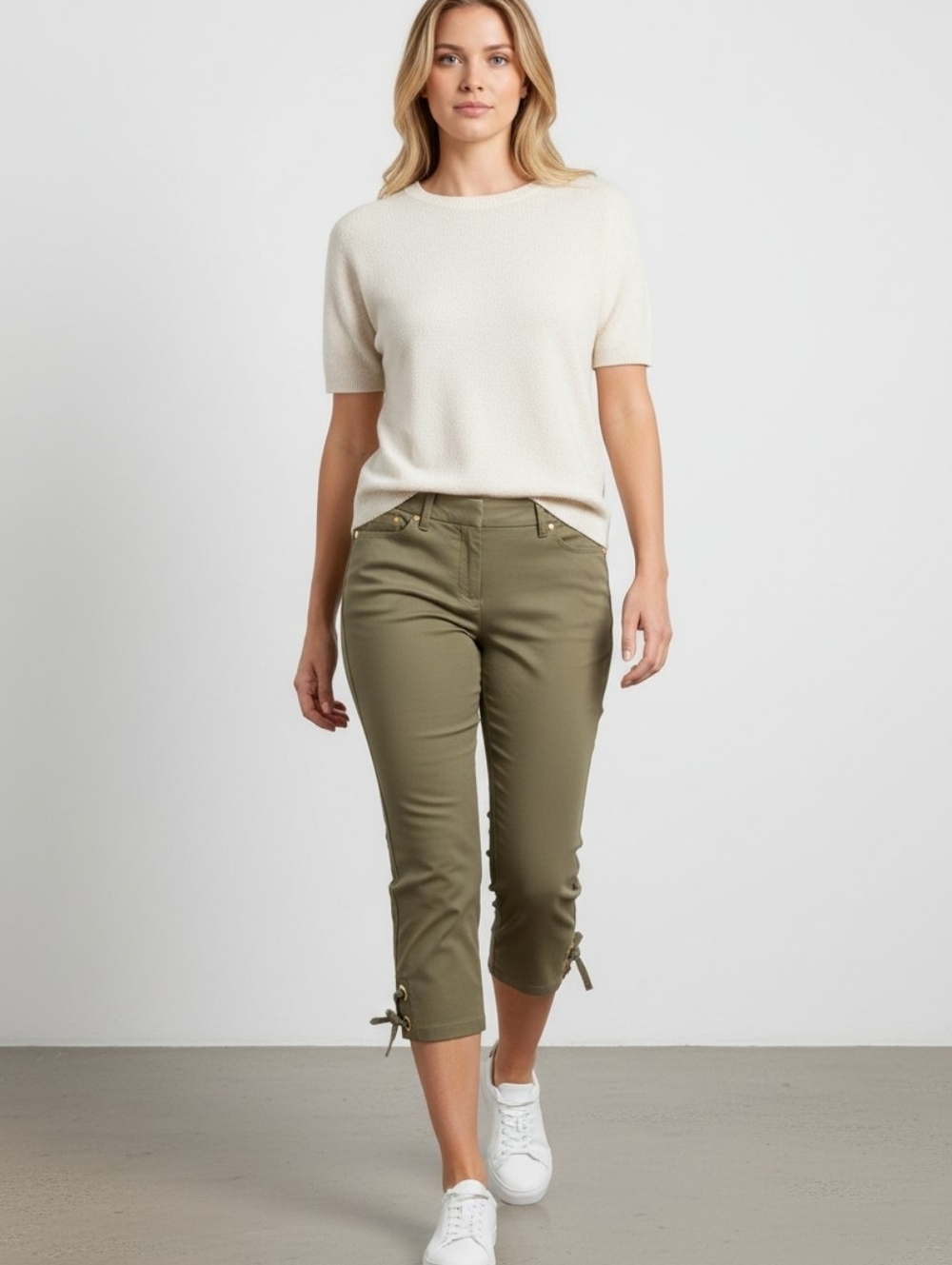 Michael Kors Olive Capri Pants XL Gold  Stretch Cropped Ankle